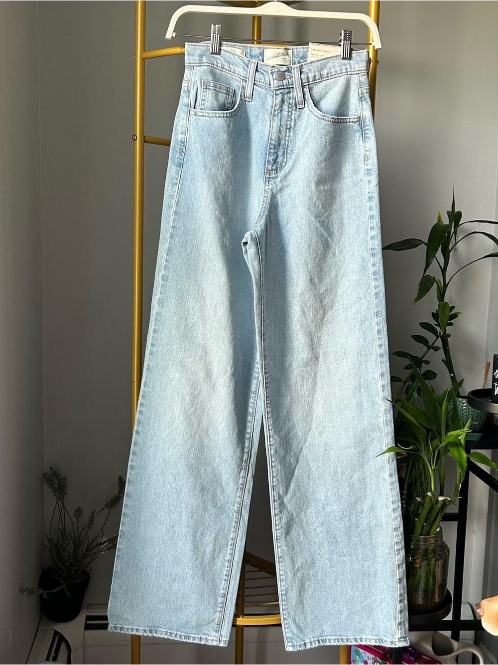 Boho Coastal High-Waist Wide Leg Light Blue Wash Jeans for Women size 00 NEW